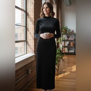 Jones New York Black Velvet Maxi Dress‎ S Women Long Sleeve Goth Evening
